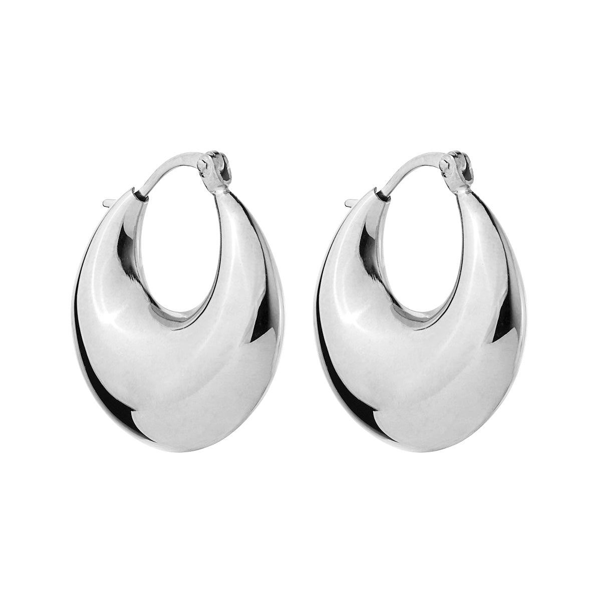 Silver Billow Hoop Earrings