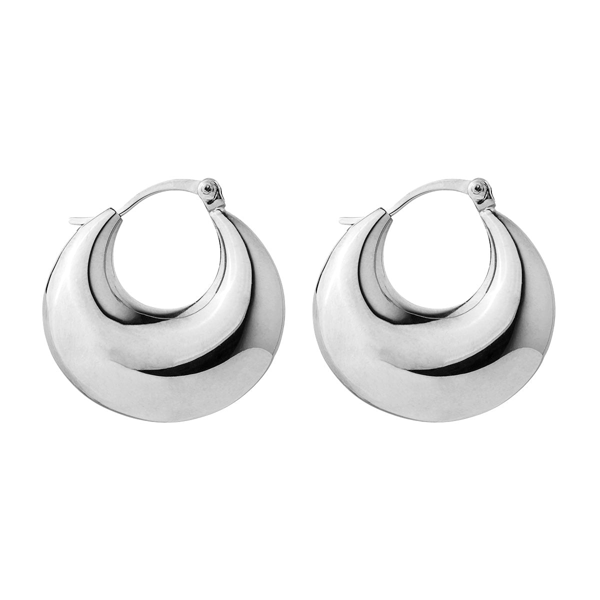 Silver Billow Hoop Earrings