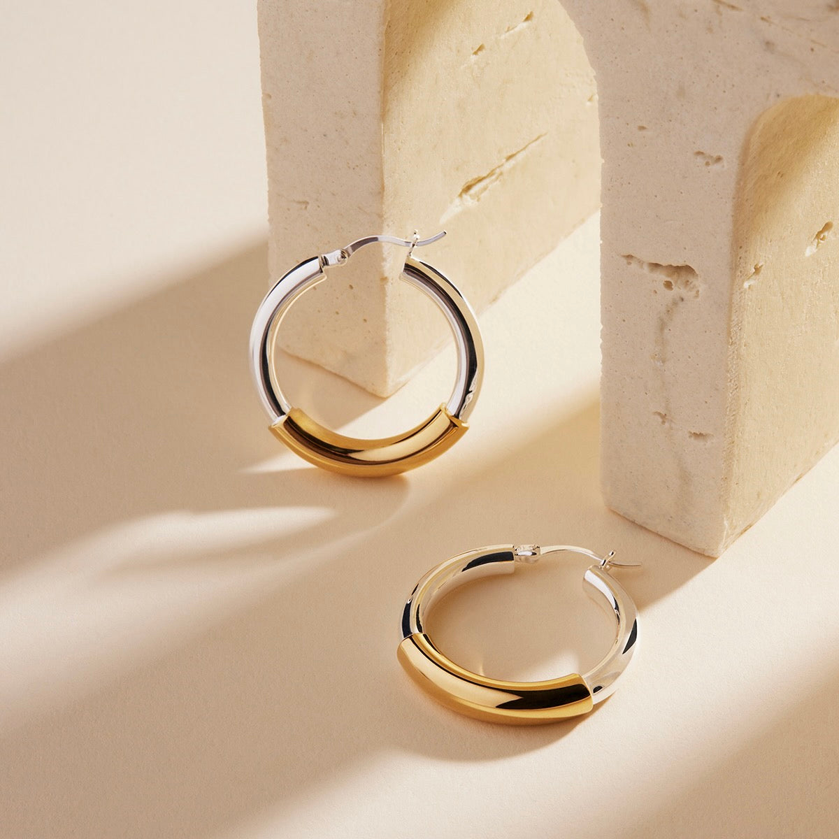 Sterling Silver Two Tone Almalfi Hoop Earrings