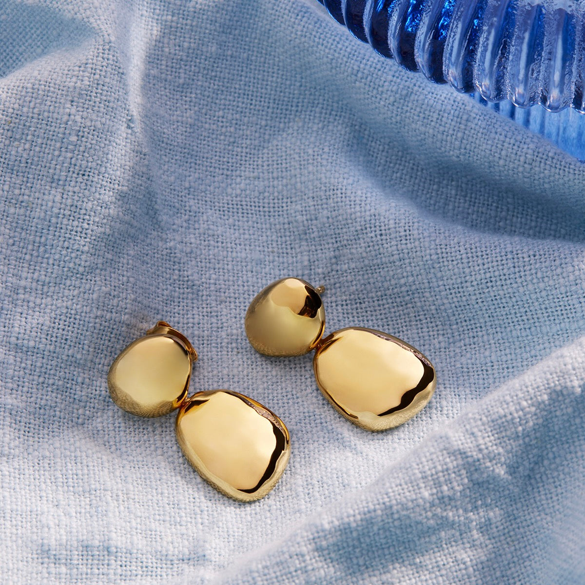 Gold Pebblet Drop Earrings