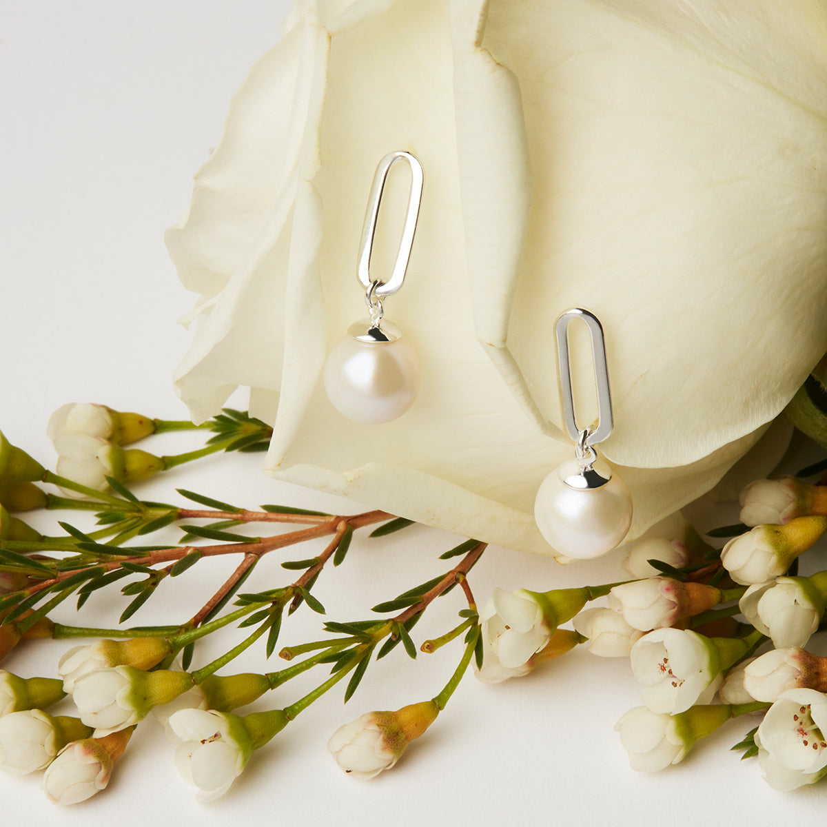 Sterling Silver Enchantress Pearl Drop Earrings