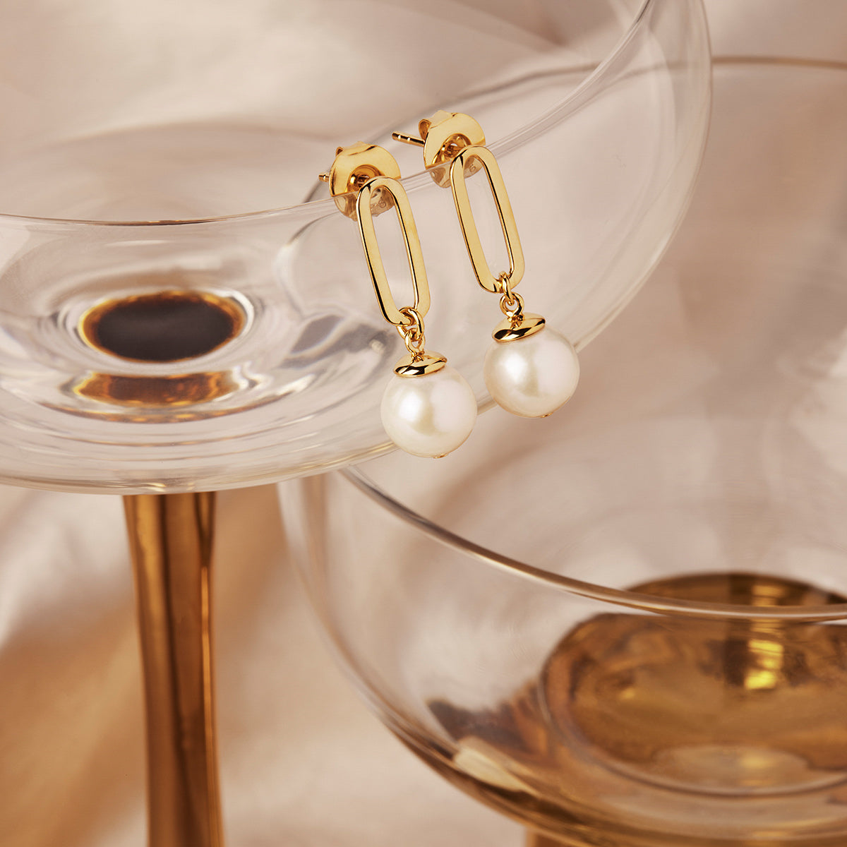 Gold Enchantress Pearl Drop Earrings