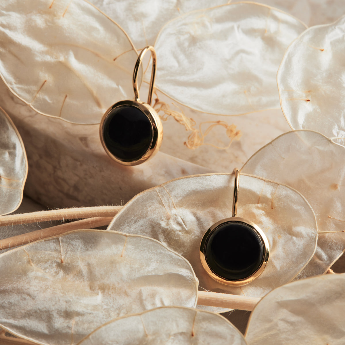 Yellow Gold Chroma Black Onyx Earrings