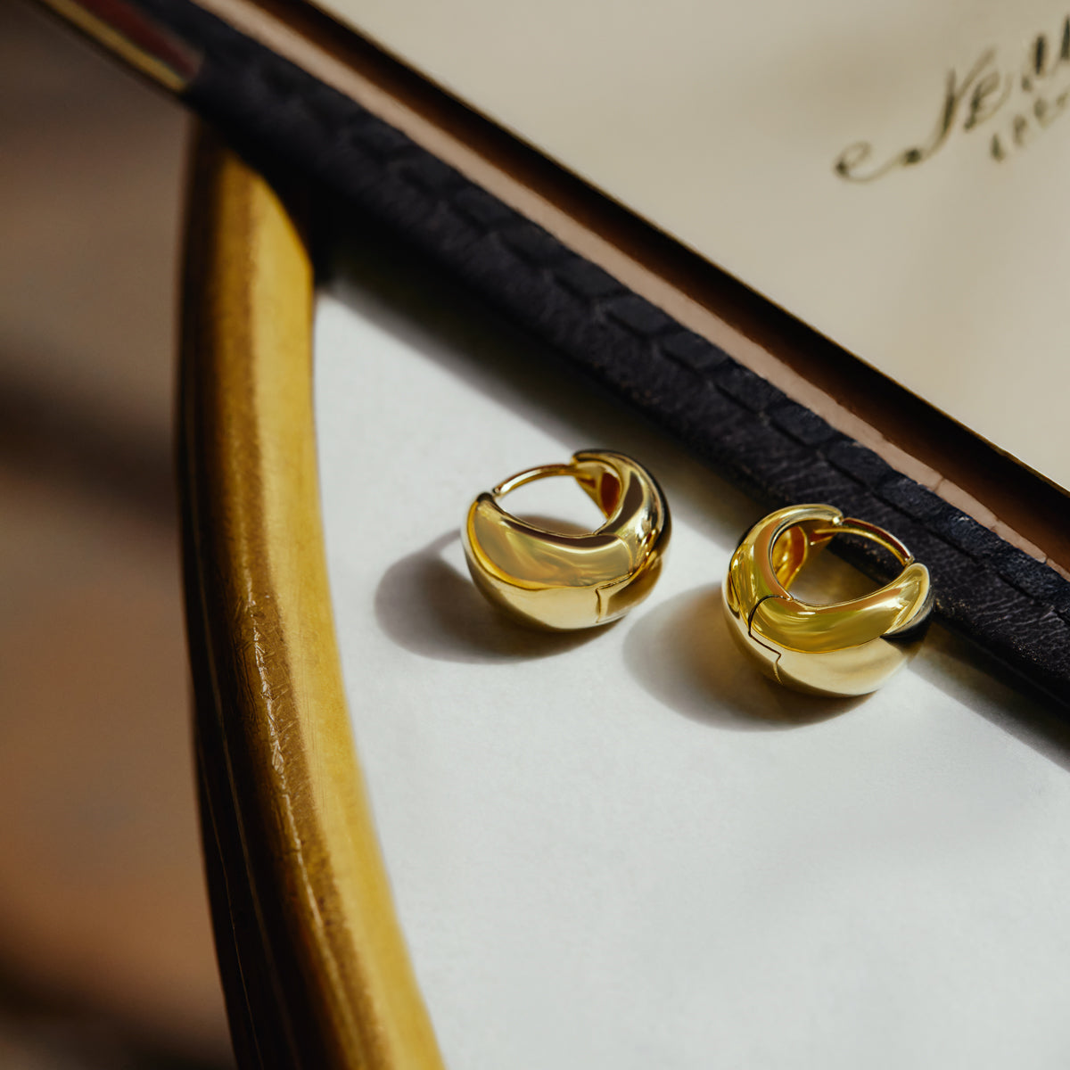 Yellow Gold Little Bold Huggie Earrings