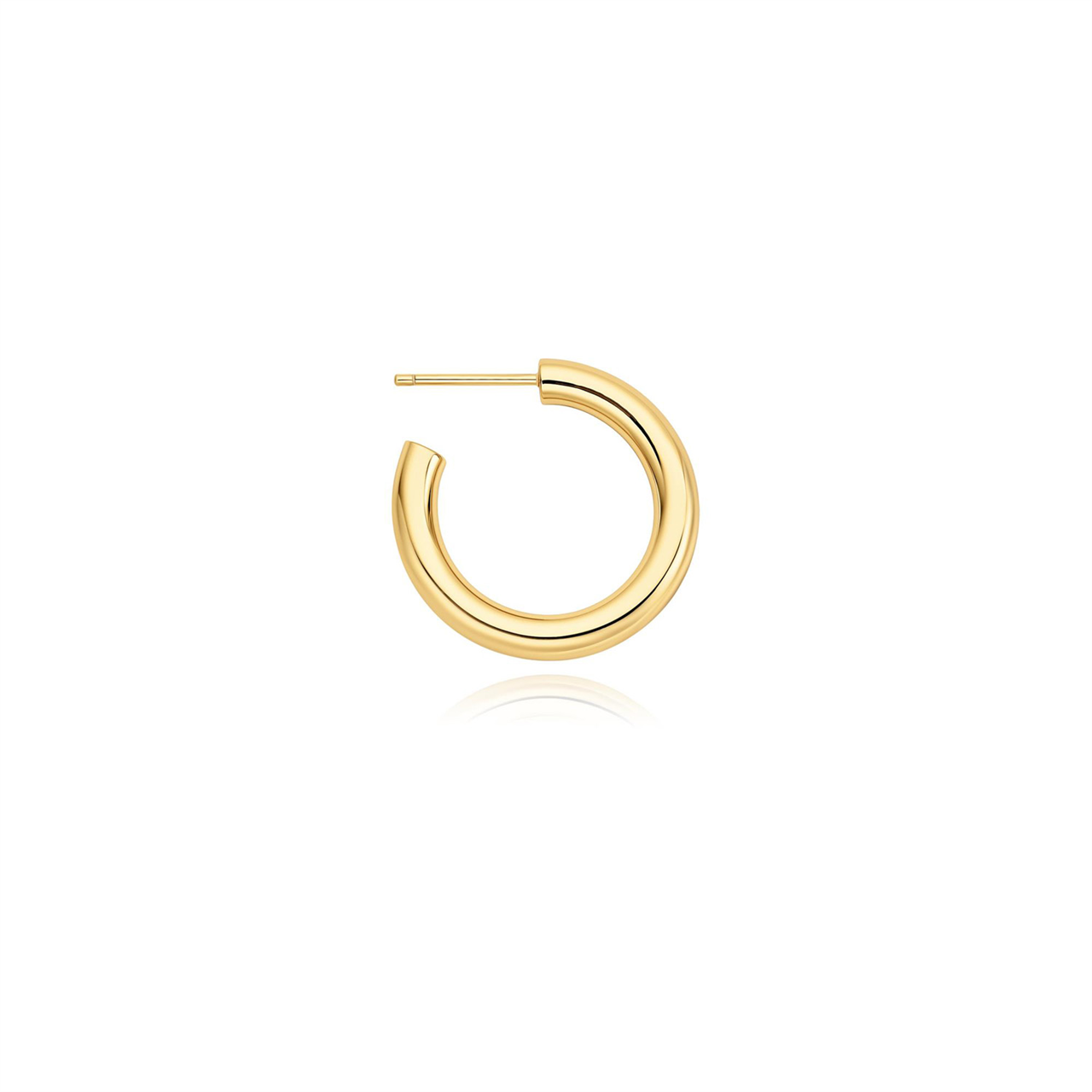 Yellow Gold Classic Tube Medium Tide Hoops