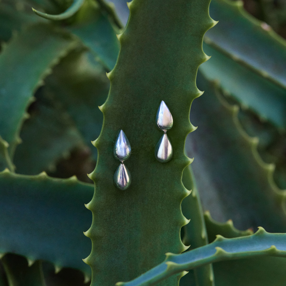 Sterling Silver Liora Double Drop Stud Earrings
