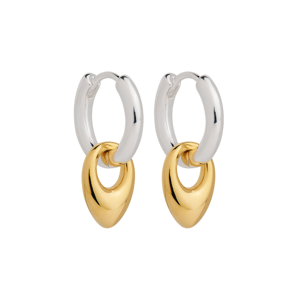 Sterling Silver 2-Tone Huggie Earrings