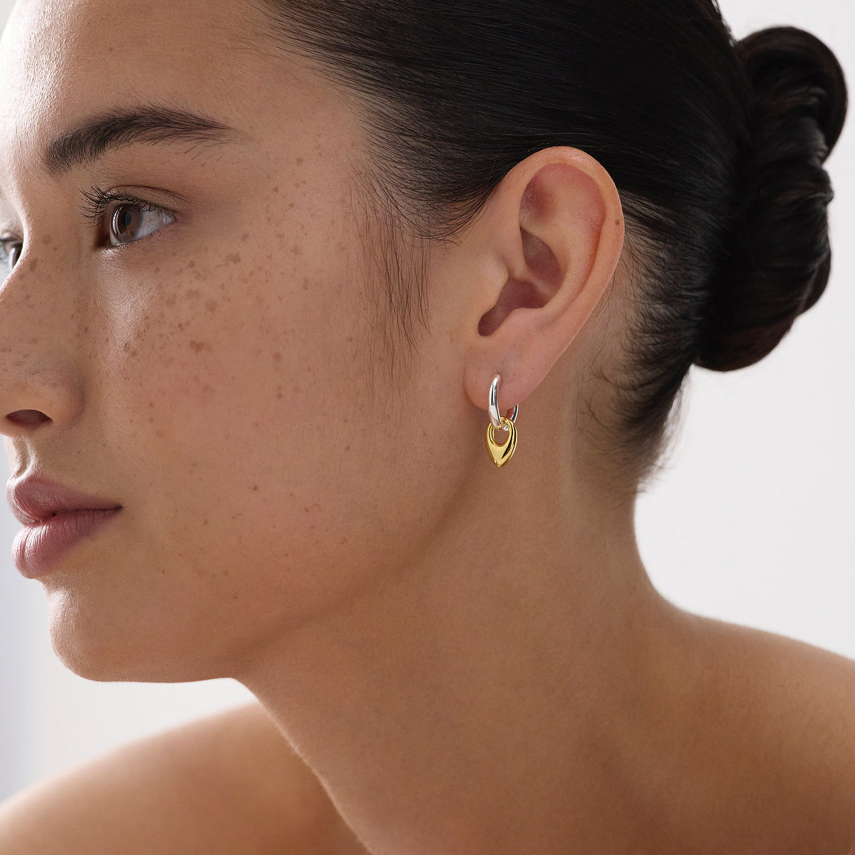 Sterling Silver 2-Tone Huggie Earrings