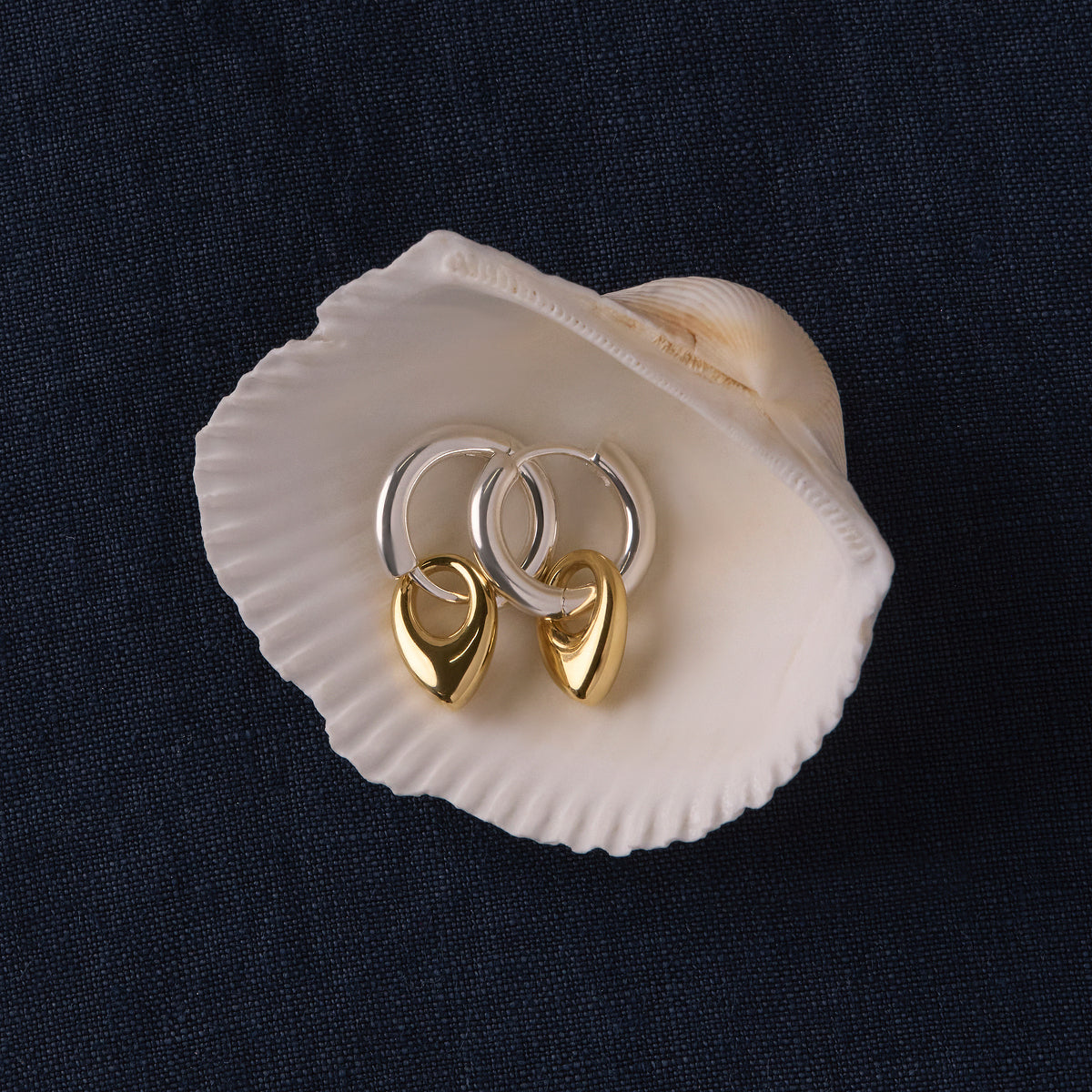Sterling Silver 2-Tone Huggie Earrings