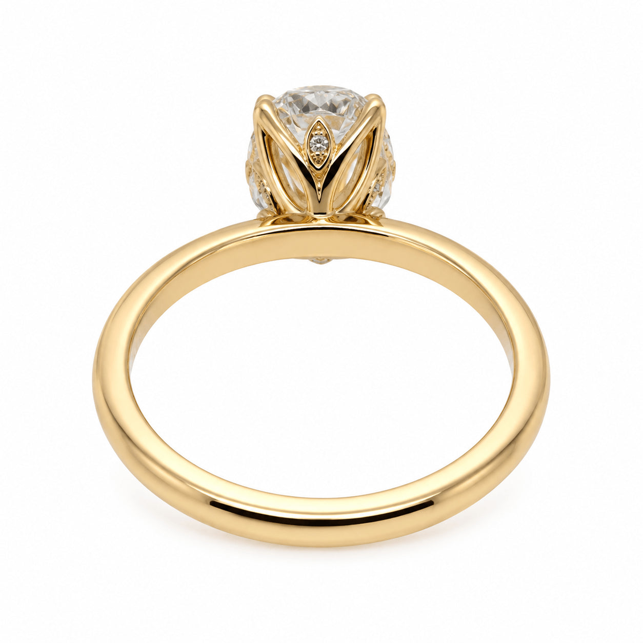 18ct Yellow Gold Hidden Petal Halo 2.04ct Oval Solitiare Ring