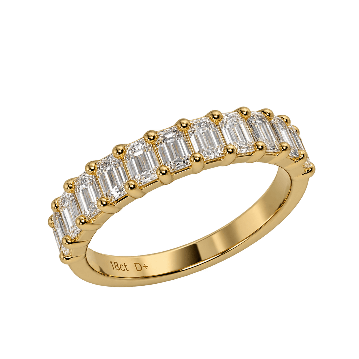 18ct Yellow Gold 1.20ct TW Emerald LAB Grown Diamond Ring