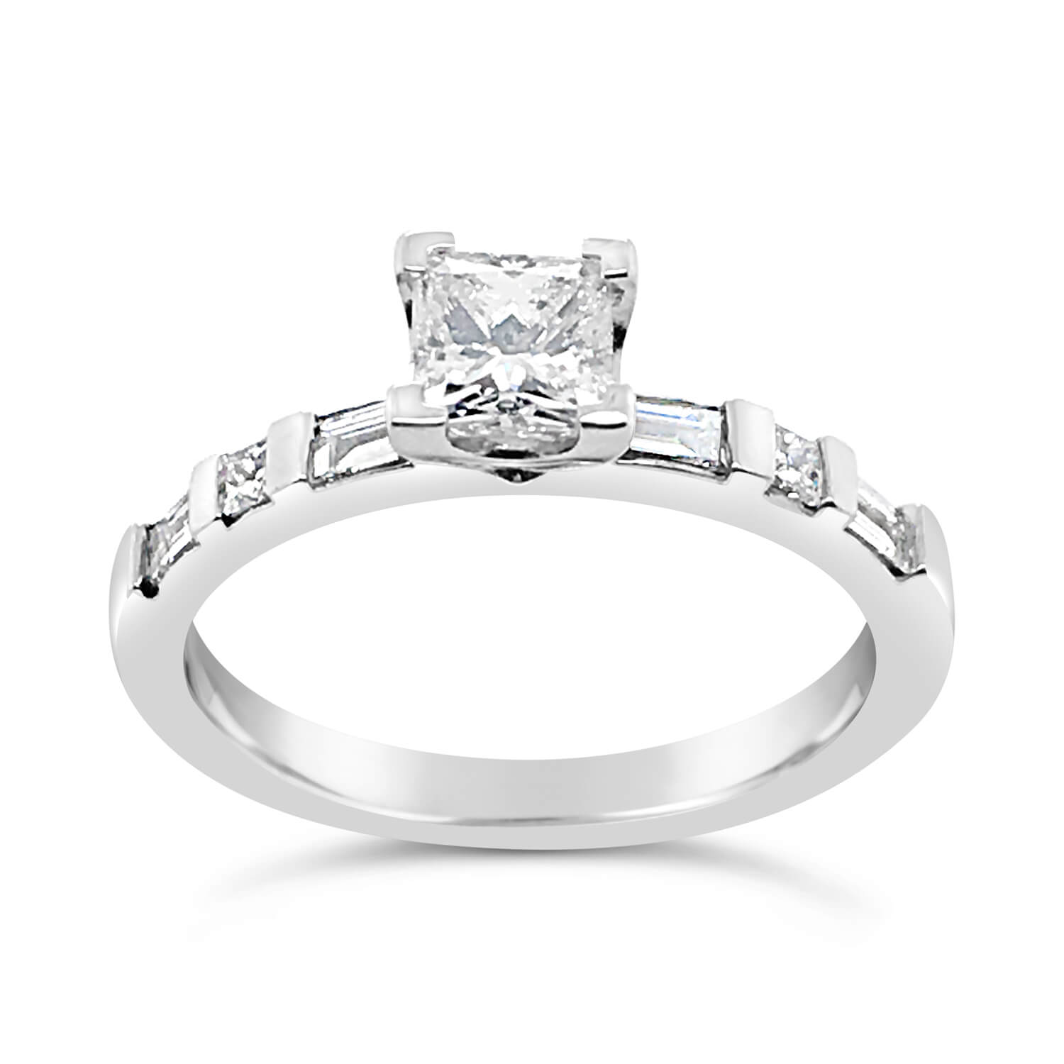 18ct White Gold Princess & Baguette Cut Diamond Ring – Diamonds Plus ...