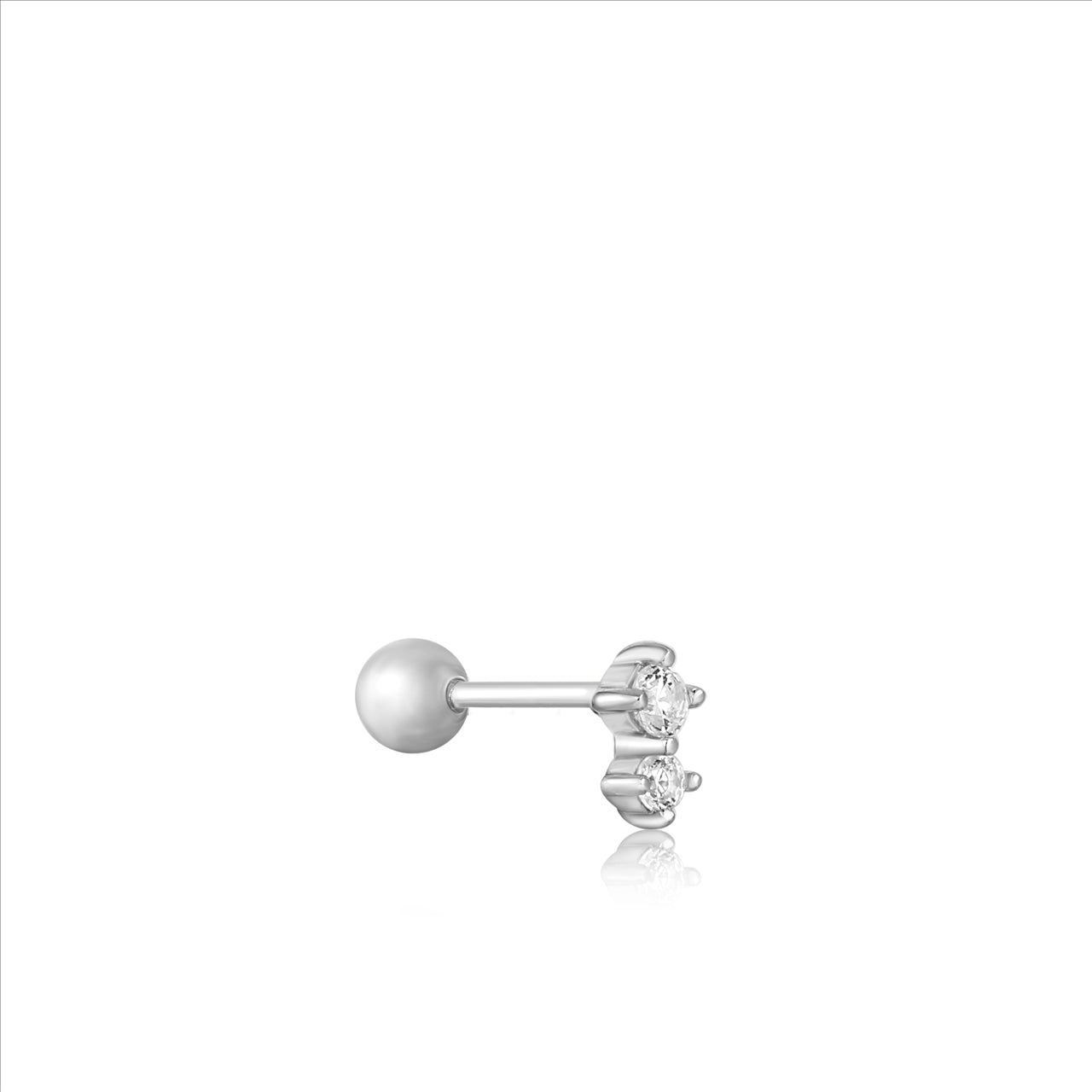 Silver Ear Edit Double CZ Labret Stud