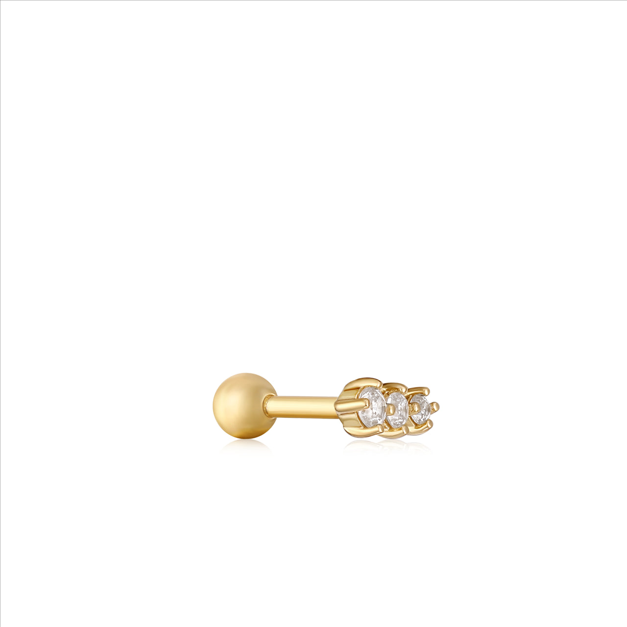 Yellow Gold Ear Edit CZ Crawler Labret Stud