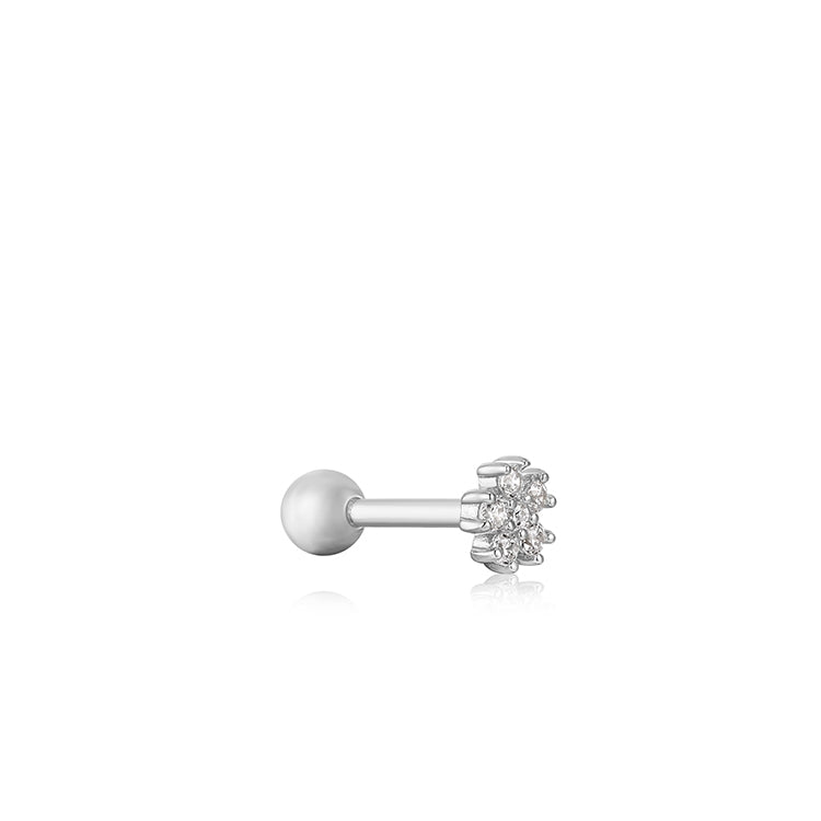 Silver CZ Flower Labret Stud Earring