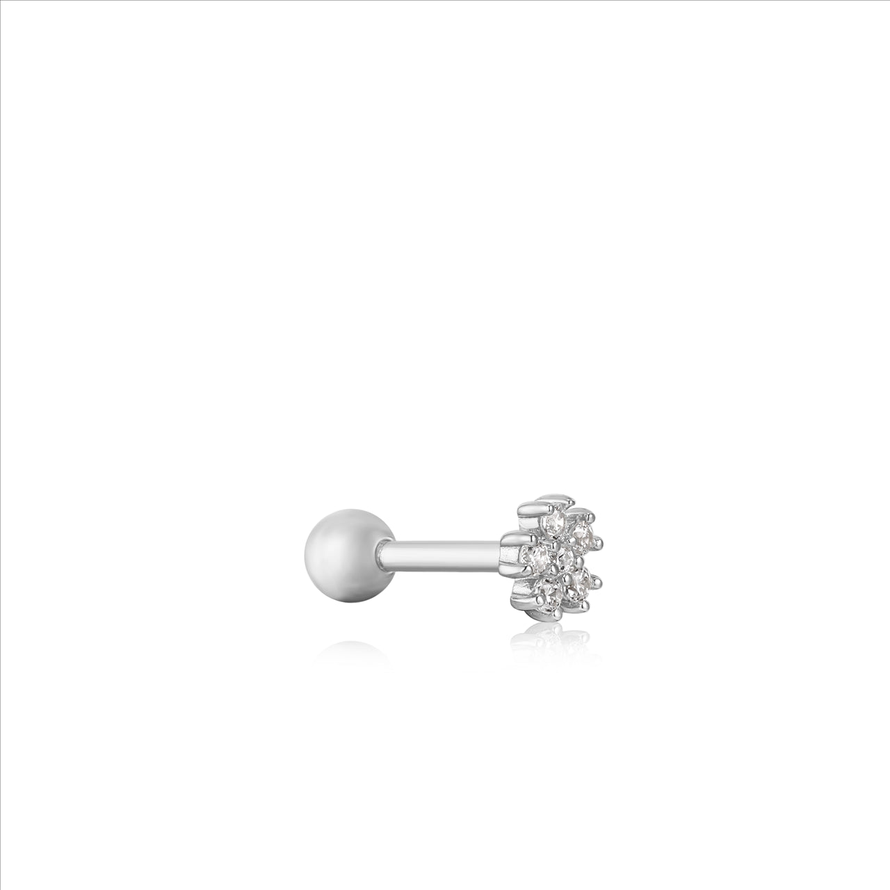 Silver CZ Flower Labret Stud Earring